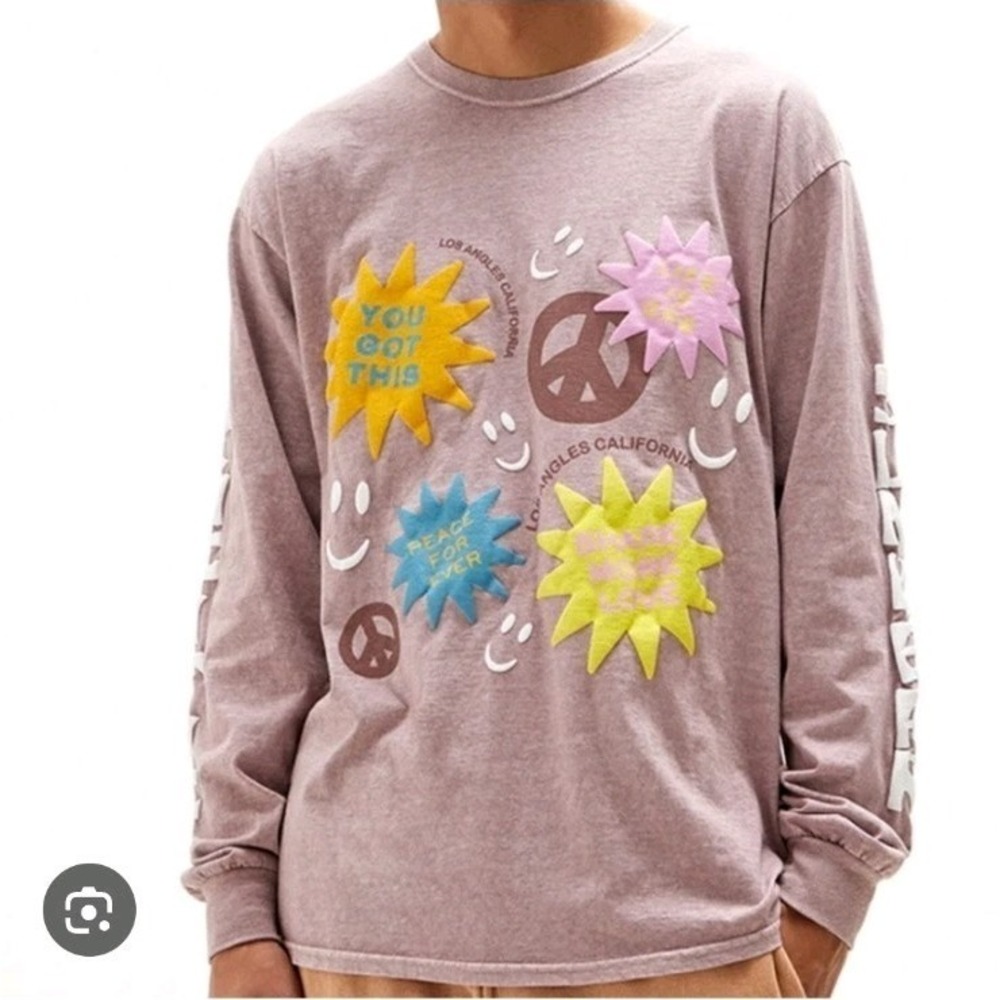 NEW Pacsun Purple Multicolor Long Sleeve You Got This Smiley T-Shirt Size Medium